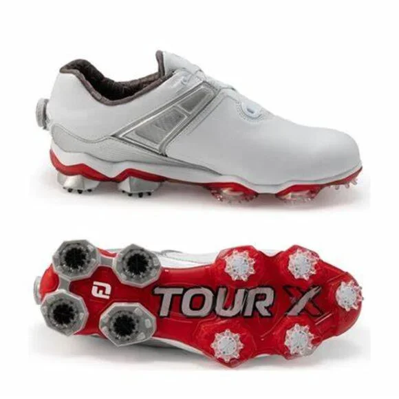 Foot Joy Tour X 55406 golf shoes white grey and red 8 M New - Picture 1 of 7